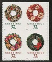 U.S. #3252d Christmas Wreaths - Block of 4 MNH