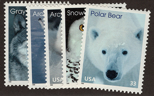 U.S. #3288-92 Arctic Animals, 5 Singles