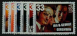 U.S. #3345-50 Broadway Songwriters, 6 Singles MNH