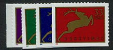 U.S. #3360-63 Christmas Deer, 4 Singles MNH