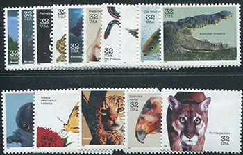 U.S. #3105a-o Endangered Species, 15 Singles