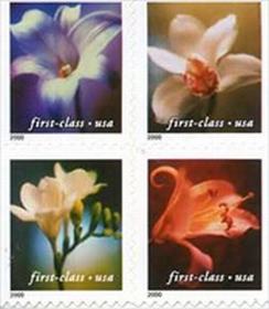 U.S. #3461a 1st Class Flowers, Block of 4