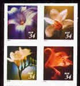 U.S. #3490a 34c Flowers Block of 4