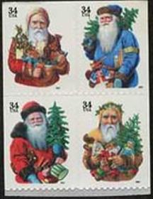 U.S. #3540c Christmas Santas Block of 4 (small date) MNH