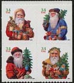 U.S. #3544a Christmas Santas Block of 4 MNH