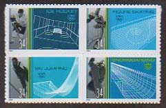 U.S. #3555a Winter Olympics Block of 4 MNH
