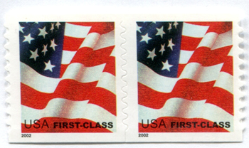 U.S. #3622 Flag 1st Class Coil Pair MNH