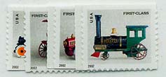 U.S. #3626-29 Antique Toys 4 Singles MNH