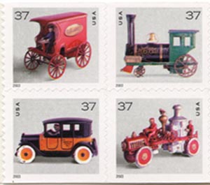 U.S. #3645g 37c Antique Toys '2003' - block MNH