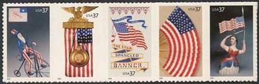 U.S. #3780a Old Glory, Strip of 5