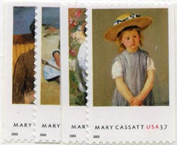 U.S. #3804-07 Cassatt Paintings, 4 Singles MNH