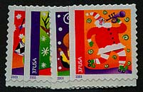 U.S. #3825-28 Musical Santas, 4 Singles MNH