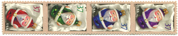 U.S. #3886a Santa Ornaments Strip of 4 MNH