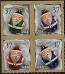 U.S. #3894a Santa Ornaments, Block of 4 MNH