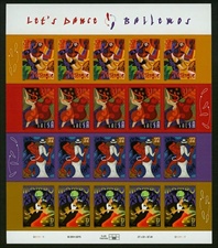 U.S.  #3942a Latin Dance, Pane of 20