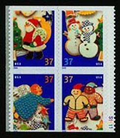 U.S. #3956a Holiday Cookies, Block of 4 MNH