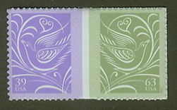 U.S. #3999b Wedding Doves, Gutter Pair MNH