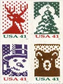 U.S. #4210b Holiday Knits Block of 4