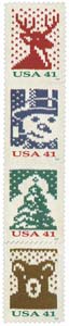 U.S. #4210b Holiday Knits, Strip of 4
