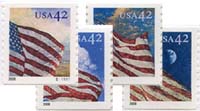 U.S. #4232-35 24/7 Flag Coil, 4 Singles