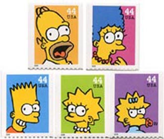 U.S. #4399-4403 Simpsons, 5 Singles