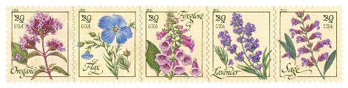 U.S. #4509a Herbs (from pane) - Strip of 5