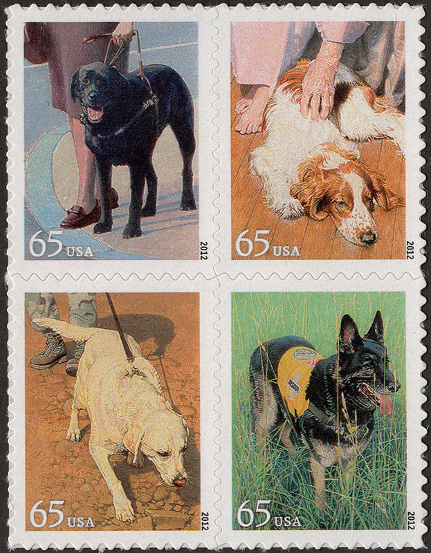 U.S. #4607a Dogs at Work Setenant Block of 4