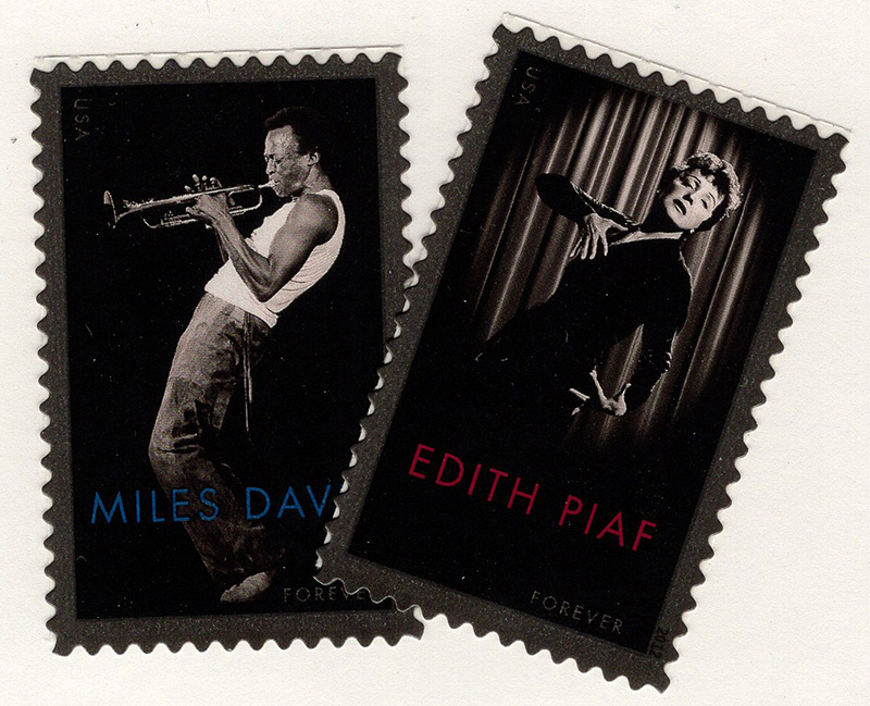U.S. #4692-93 Miles Davis & Edith Piaf, 2 Singles