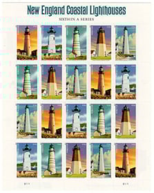 U.S. #4795 New England Coastal Lighthouses, Pane of 20