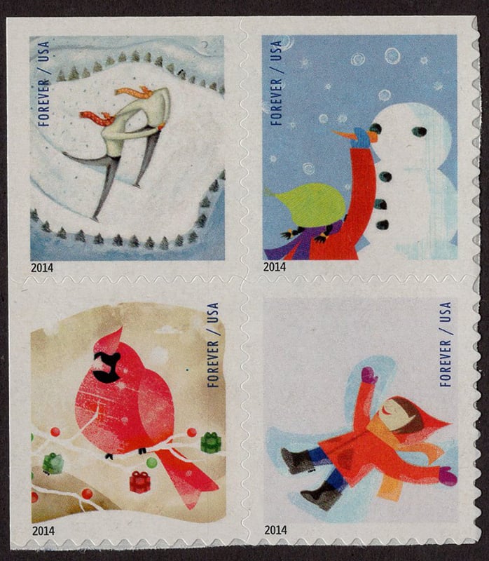 U.S. #4944a Winter Fun, Block of 4 from ATM