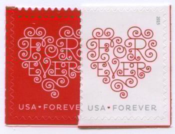 U.S. #4955-56 Forever Hearts, 2 Singles