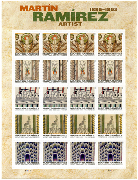 U.S. #4972 Martin Ramirez Artist, Pane of 20