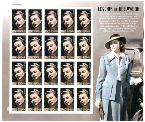 U.S. #5012 Ingrid Bergman, Pane of 20