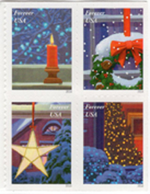 U.S. #5148a Holiday Window Views Block of 4