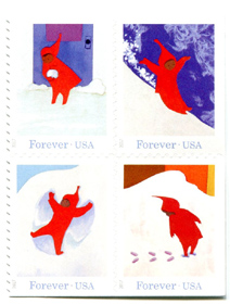U.S. #5246a The Snowy Day, Setenant Block of 4