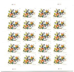 U.S. #5255 Love Flourishes Valentine Pane of 20