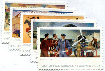 U.S. #5372-76 Post Office Murals, 5 Singles