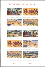 U.S. #5376 Post Office Murals, Pane of 10