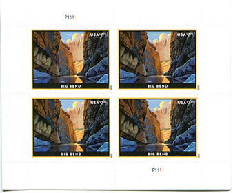 U.S. #5429 Big Bend Priority Mail Pane of 4