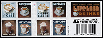 U.S. #5572b Espresso Drinks Dbl-Sided Booklet of 20