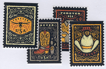 U.S. #5615-18 Western Wear, 4 Singles