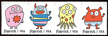 U.S. #5639a Message Monsters, Strip of 4