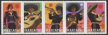 U.S. #5707b Mariachi, Strip of 5