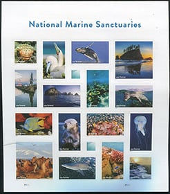 U.S. #5713 National Marine Sanctuaries, Pane of 16