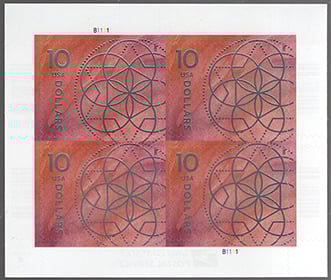 U.S. #5755 $10.00 Floral Geometry, Pane of 4