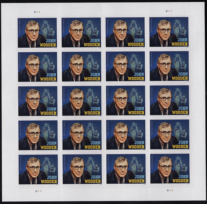 U.S. #5833 John Wooden, Pane of 20