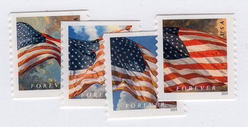 U.S. #5875-78 Flags of 2024, 4 singles - BCA