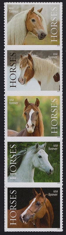 U.S. #5895a Horses, Strip of 5
