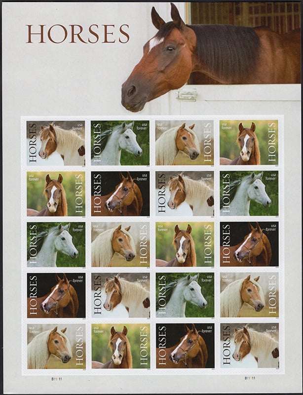 U.S. #5895 Horses, Pane of 20