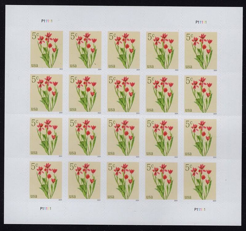 U.S. #5900 Red Tulips 5c Pane of 20
